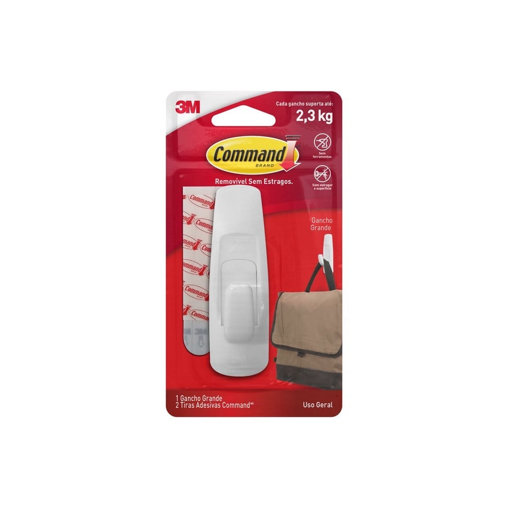 Gancho Adesivo 3M Branco Plástico 2.3 Kg 1 Peça HB004819981