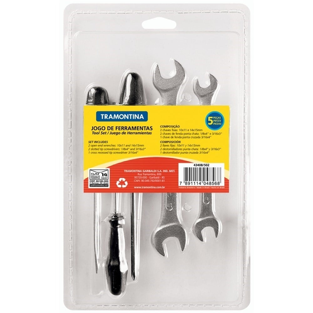 Kit Tramontina Chave de Fenda + Fixa 5 Peças | 43408502