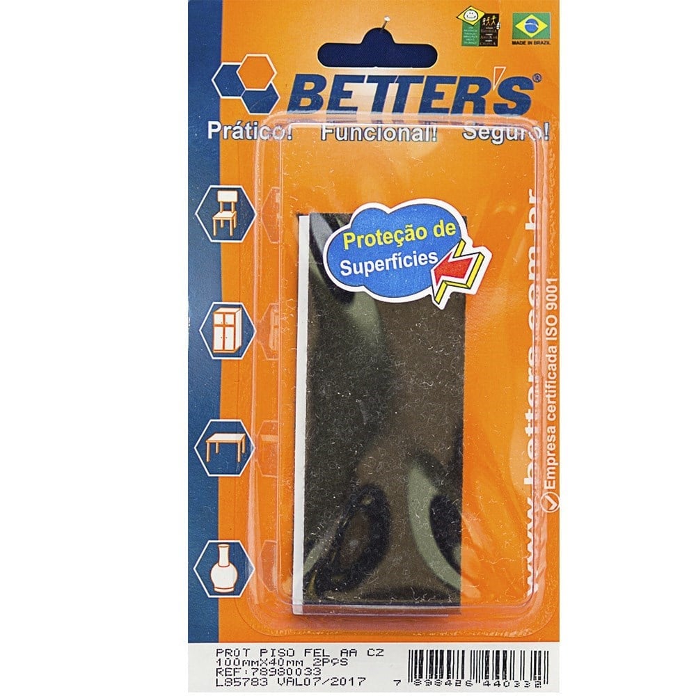 Feltro AA Better Cinza Reto 100x40x3 2 Peças BRIBTS000026