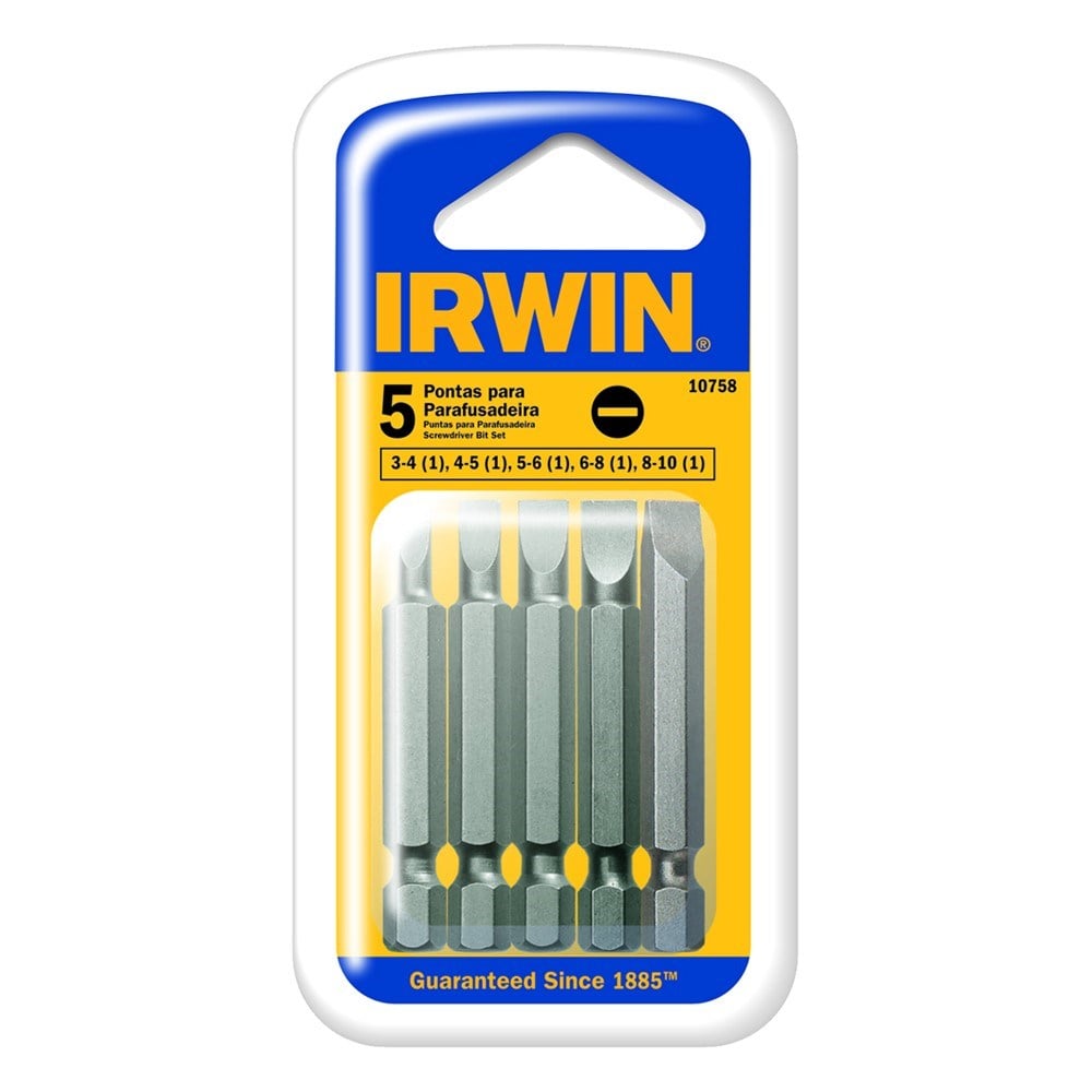 Ponteira Irwin Power Bit Fenda com 5 Peças 1865327