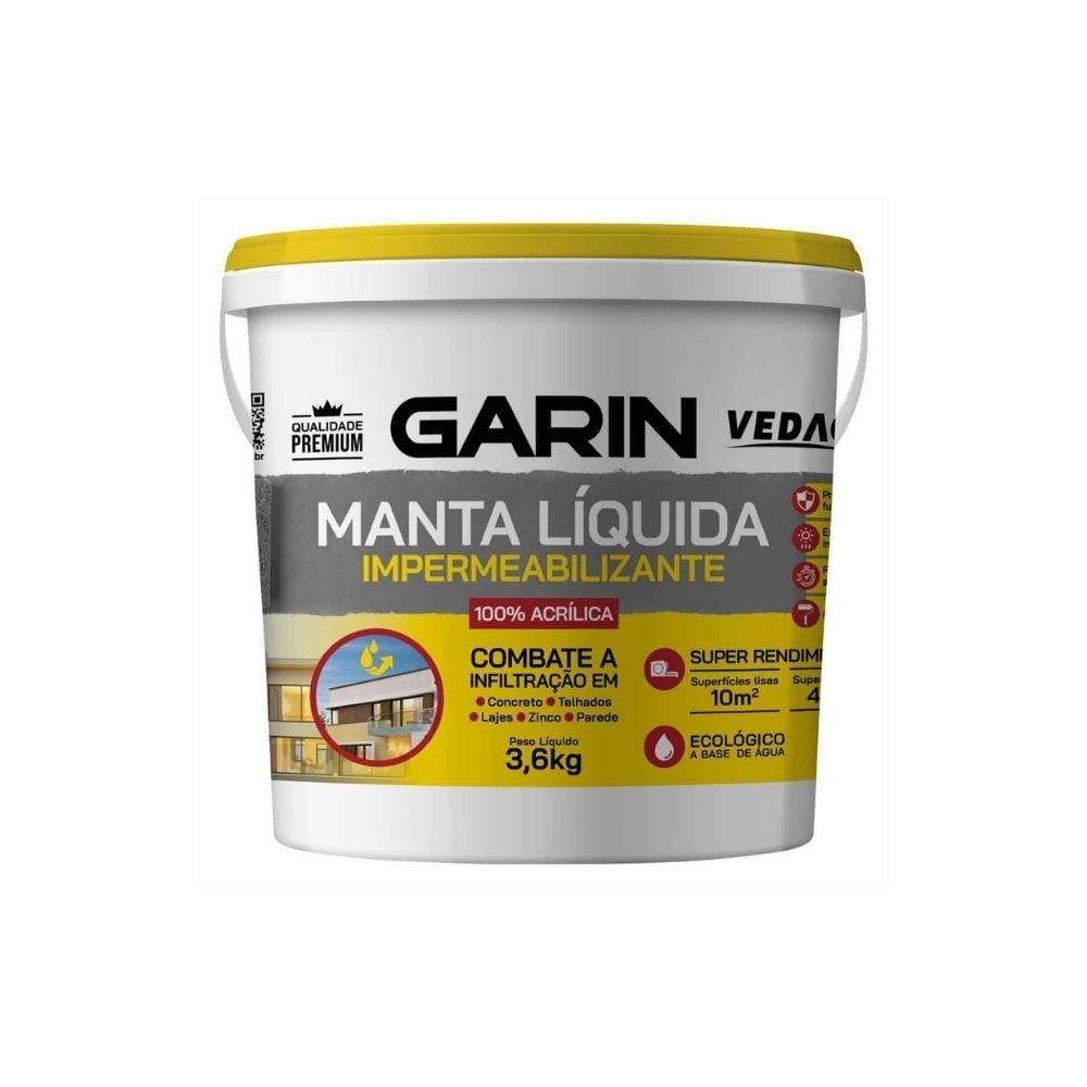 Manta Liquida Garin Acrílica Impermeabilizante 3,6Kg Cinza | VMAC-3.6
