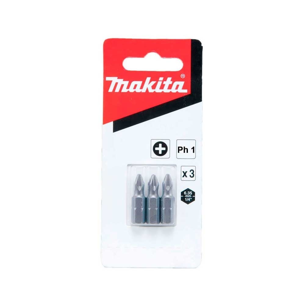 Ponteira Makita Bits Phillips PH1 X 25mm Curta com 3 Peças B-23450